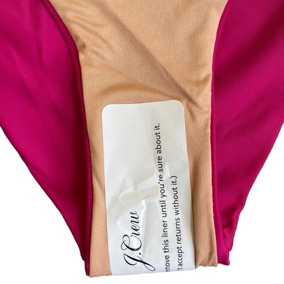 NWT J. Crew Radiant Fuchsia Pink Curved Waist Cheeky Bikini Bottoms Sz M - Picture 8 of 11